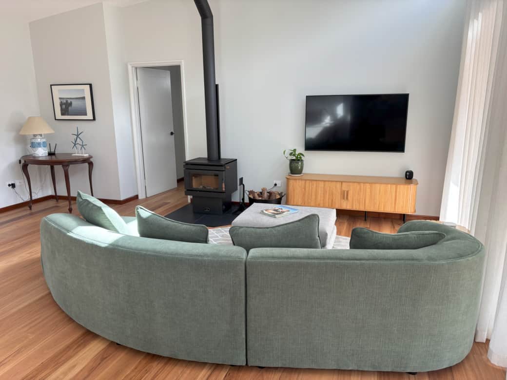 Living area - wood fireplace