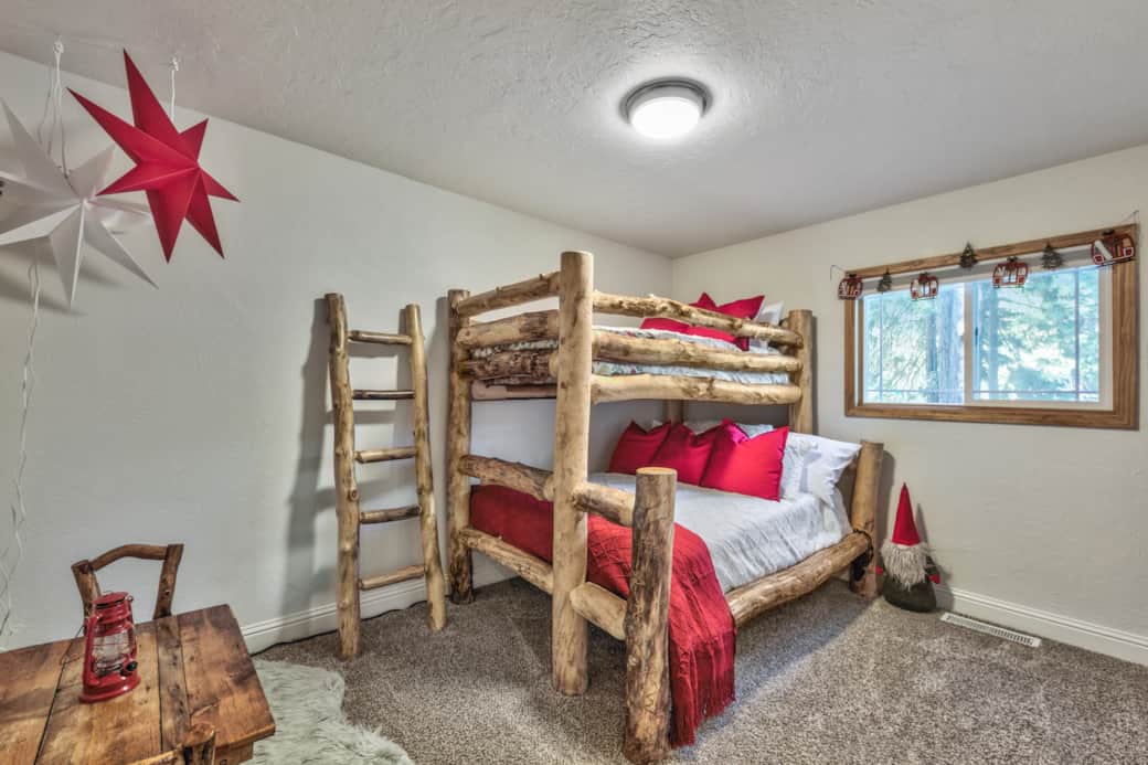 Guest bedroom with bunk bed - full size on bottom and twin on top Guest bedroom with bunk bed - full size on bottom and twin on top