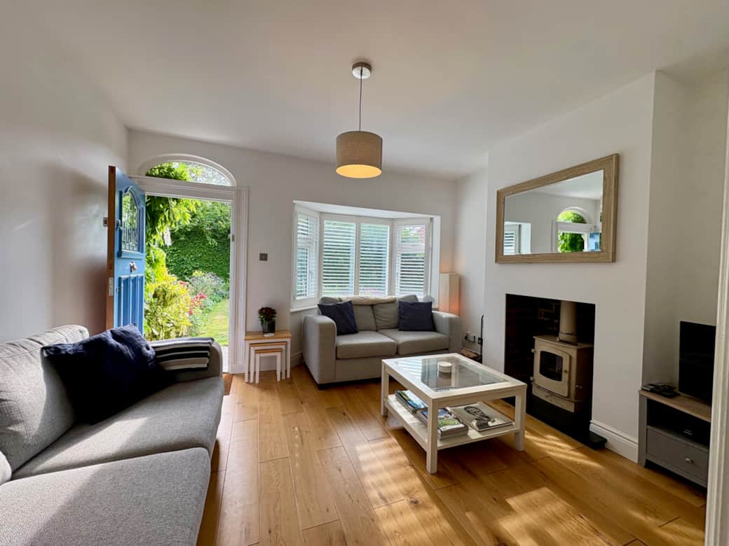 Living room with woodburner