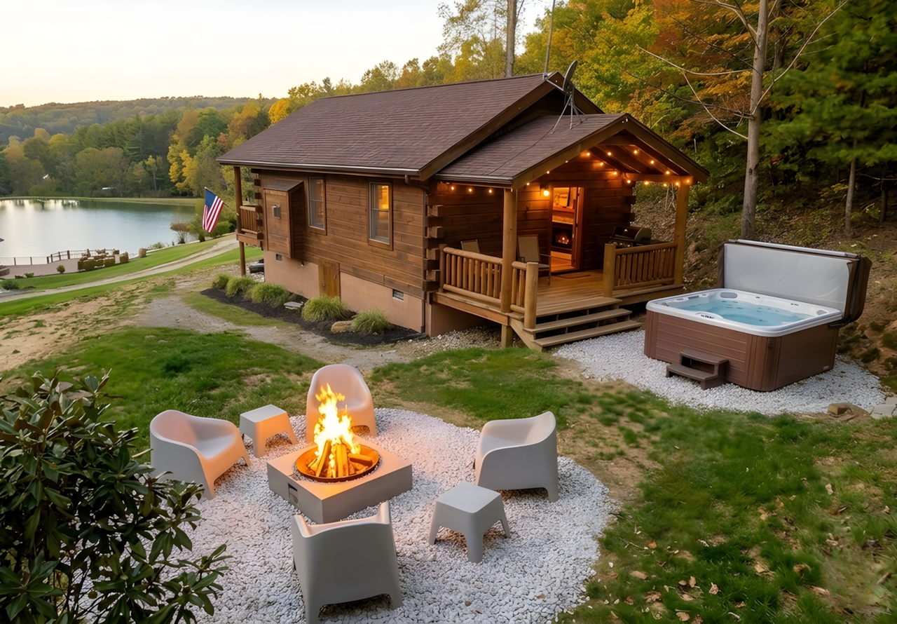 Backyard Firepit and Hot Tub
