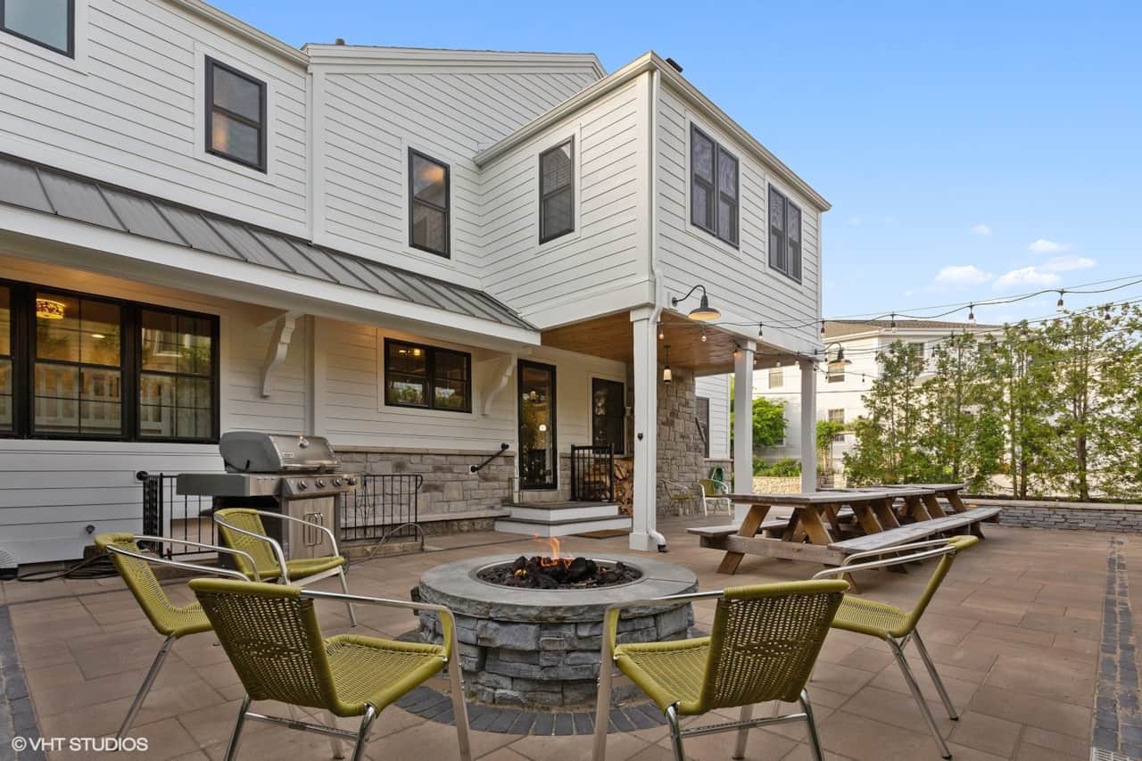 La Terrazza view of house, gas fire pit and 800sf private patio