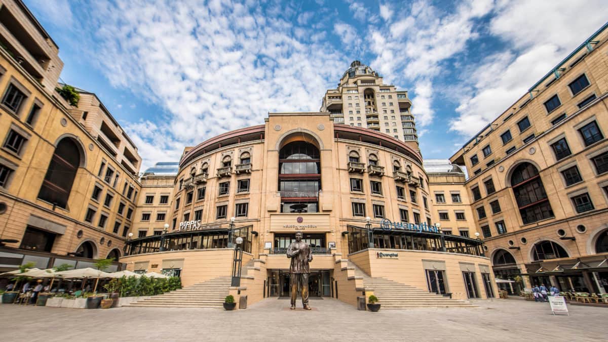 The Rosebank precinct in Johannesburg, seen from street level