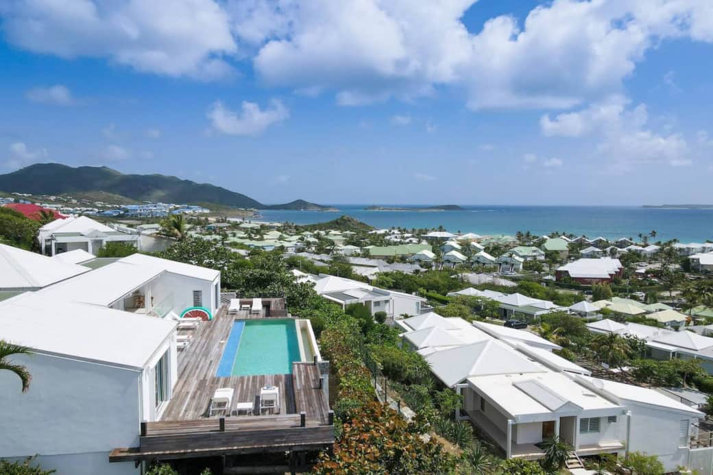 View from above of the villa and Orient Bay Mango
