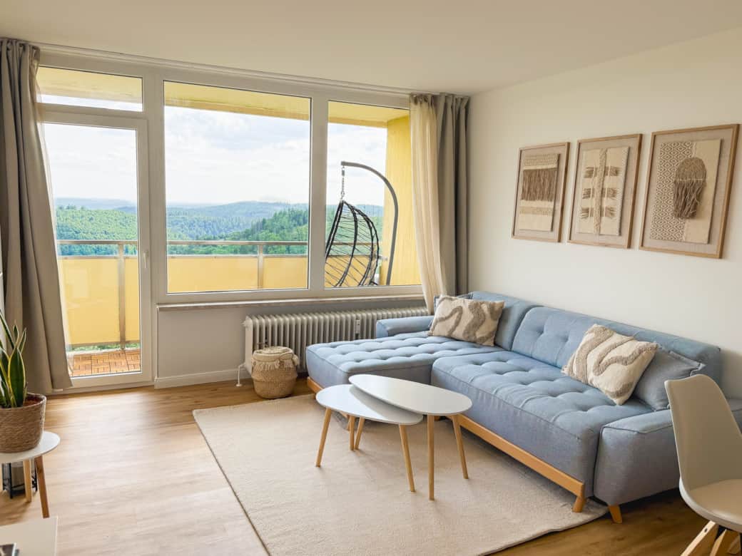 Wohnbereich mit Blick auf die Harzer Berge Wohnbereich mit Blick auf die Harzer Berge