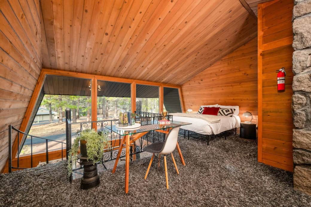 Workspace and sleeping loft.