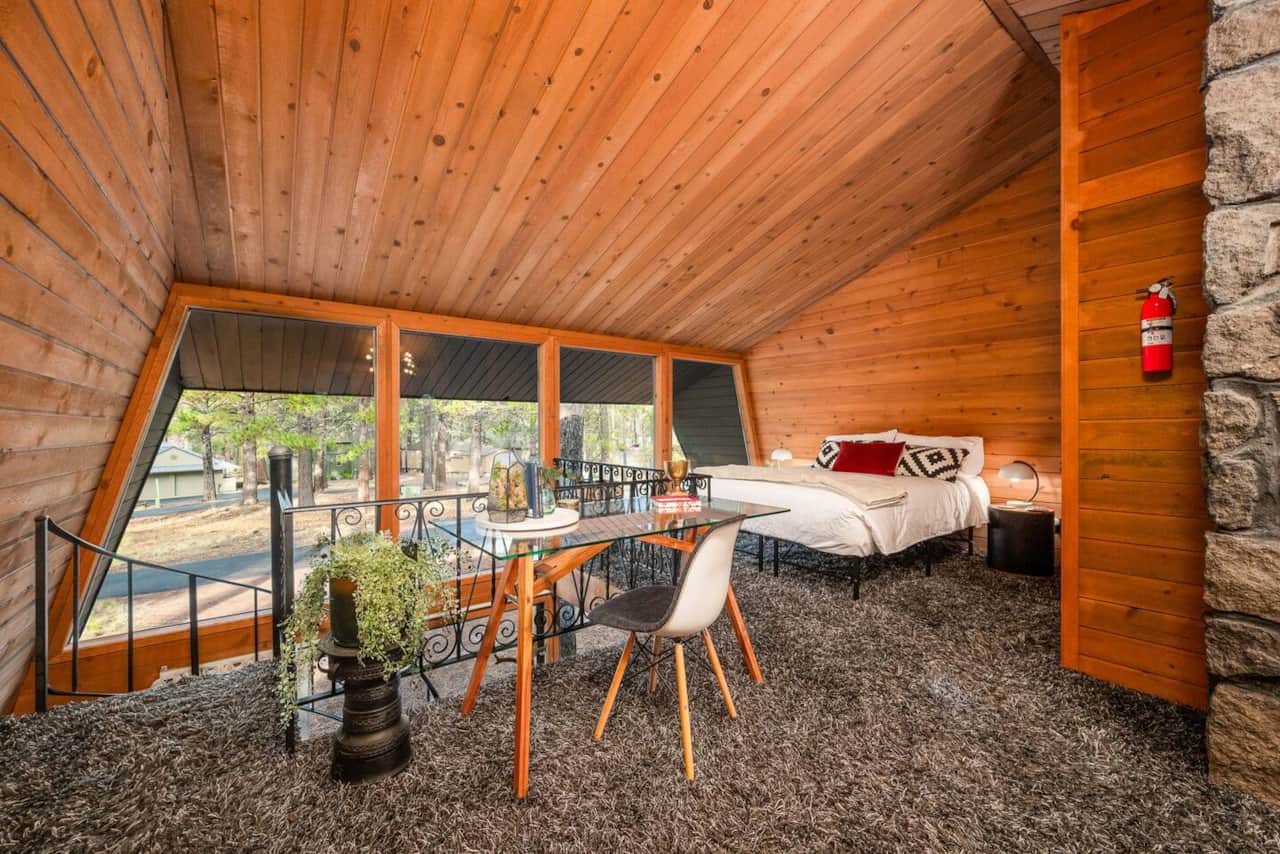 Workspace and sleeping loft.
