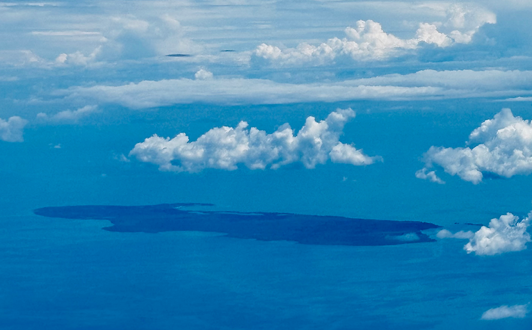 Quatro Vista, South Shore, Utila, HN, Aerial View at 30,000 ft.