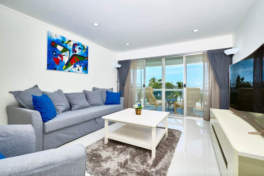 The living room with sofa bed