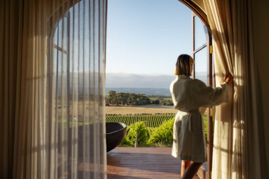 A spacious bath with views out to the coast A spacious bath with views out to the coast
