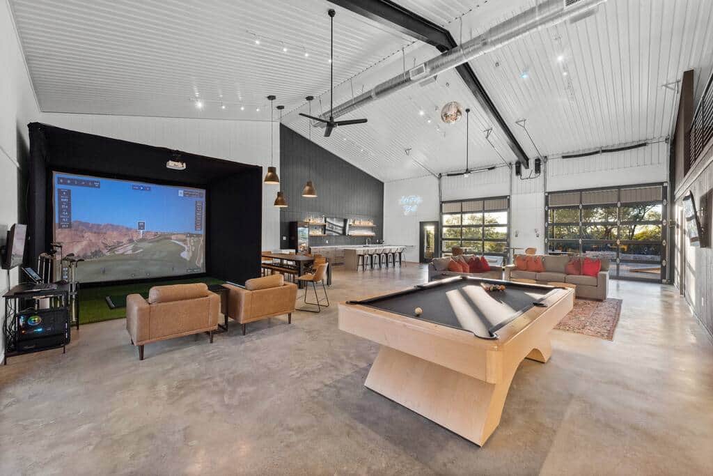 Pool table and golf simulator Pool table and golf simulator