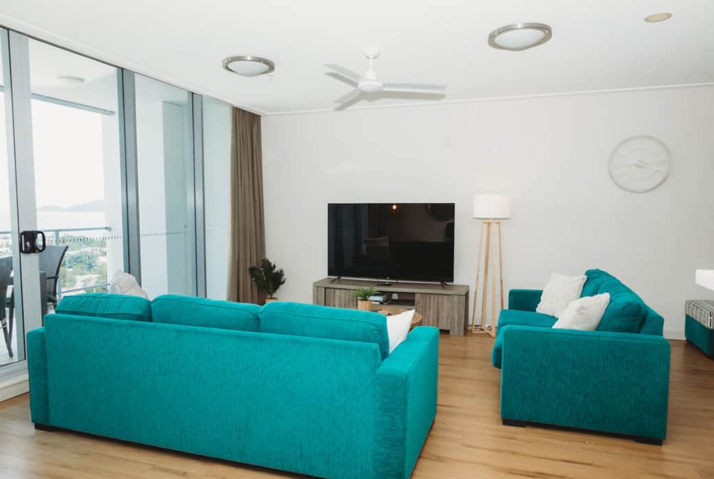 Large TV and comfortable lounge Large TV and comfortable lounge