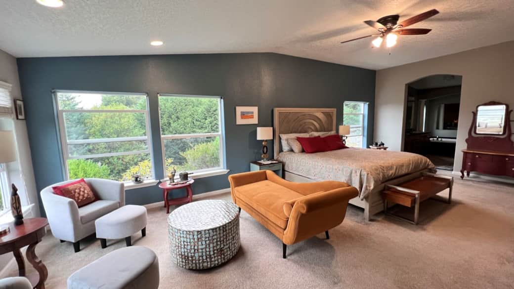 The master bedroom boasts a lounge area The master bedroom boasts a lounge area