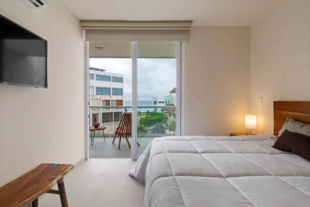 Enjoy luxury in our king-size room with smart TV and balcony.