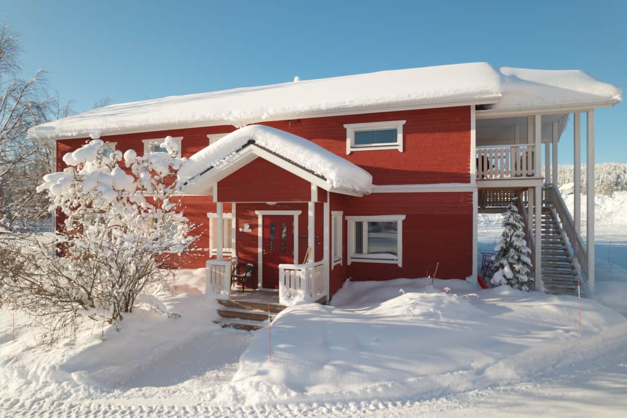 Entrance to the apartment is on the first floor on a two story house.