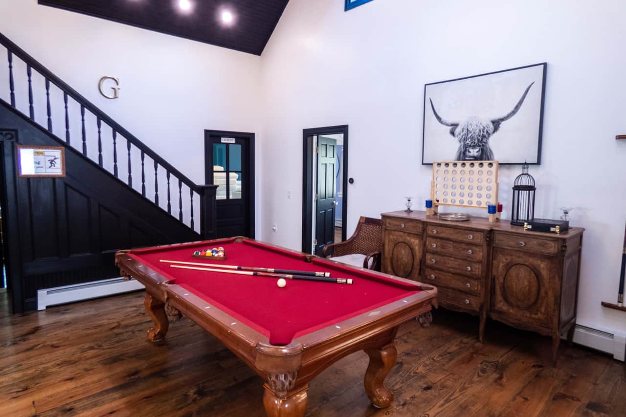 Billiard Table fills this massive vaulted space.