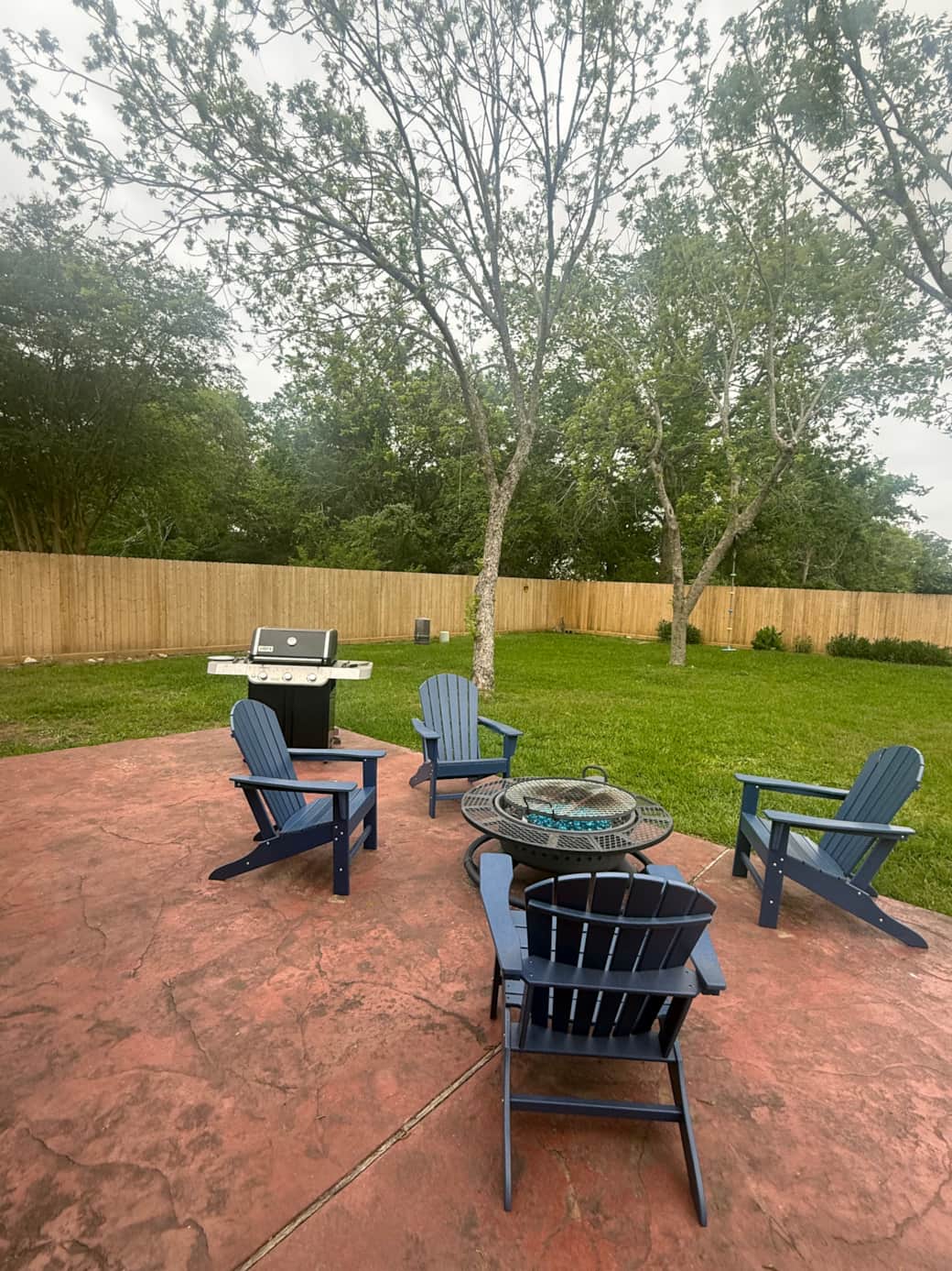 Gas Firepit and Grill on back patio