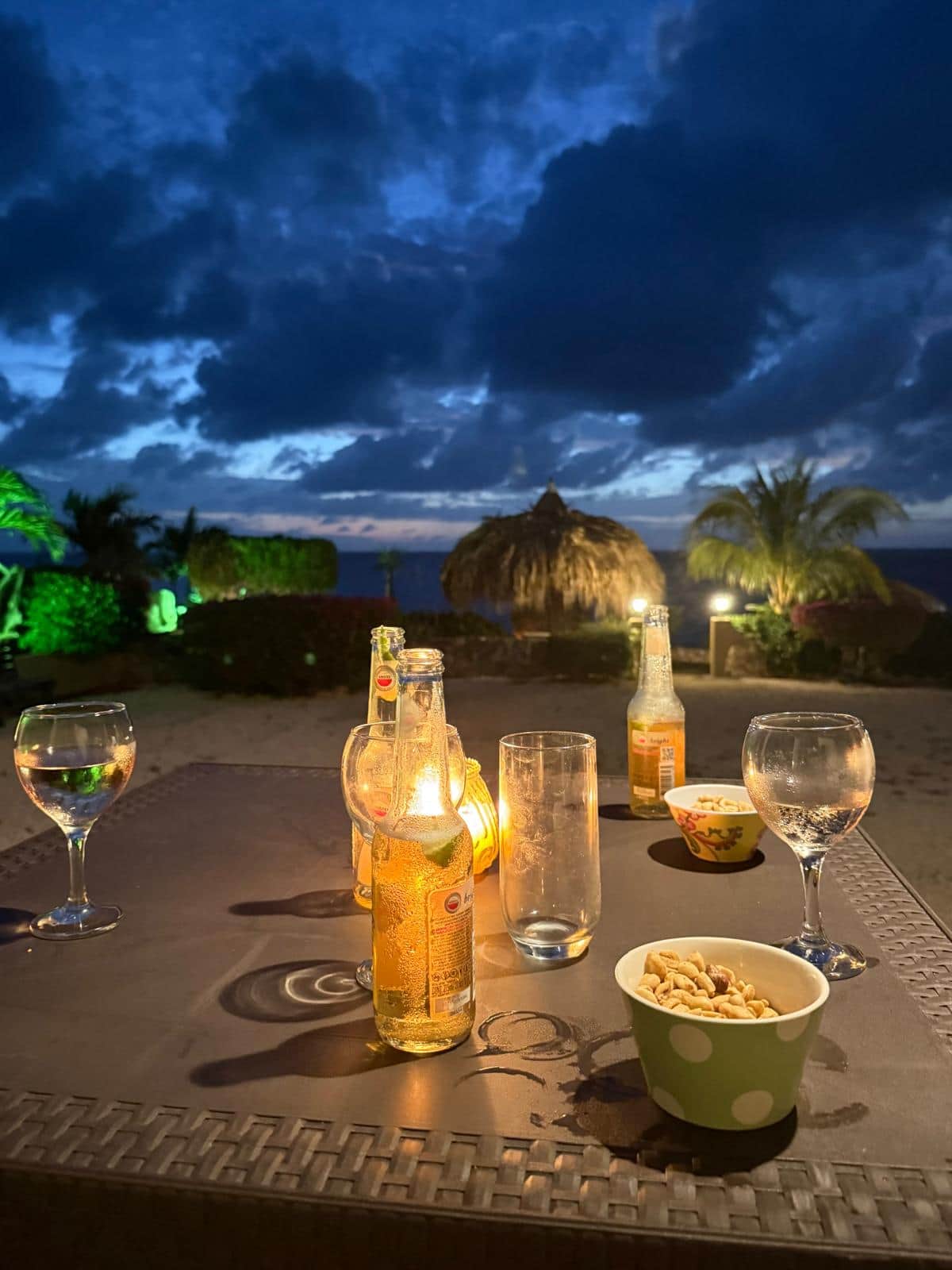 View from porch at night