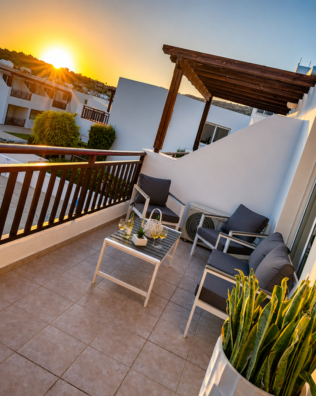 Relax on the balcony overlooking the pool