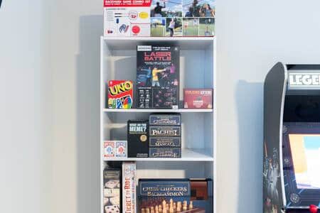 Lots of games to stay entertained after a long day by the pool. Lots of games to stay entertained after a long day by the pool.