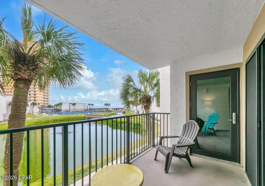 Gorgeous balcony view of the pond looking toward our beautiful beaches of PCB