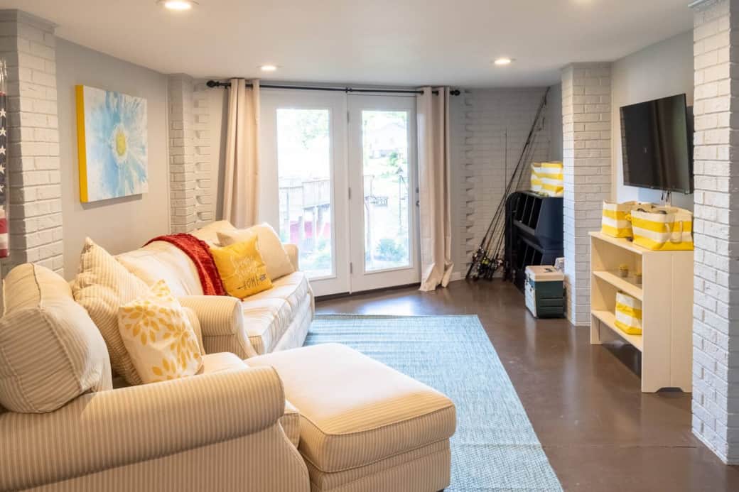 Basement family room, this gives us plenty of space to allow kids to hang out separate from the grown ups. Basement family room, this gives us plenty of space to allow kids to hang out separate from the grown ups.