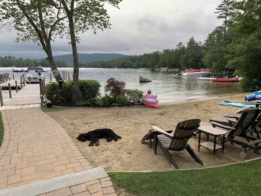 Sandy beach with gentle slope great for kids. Dog not included!