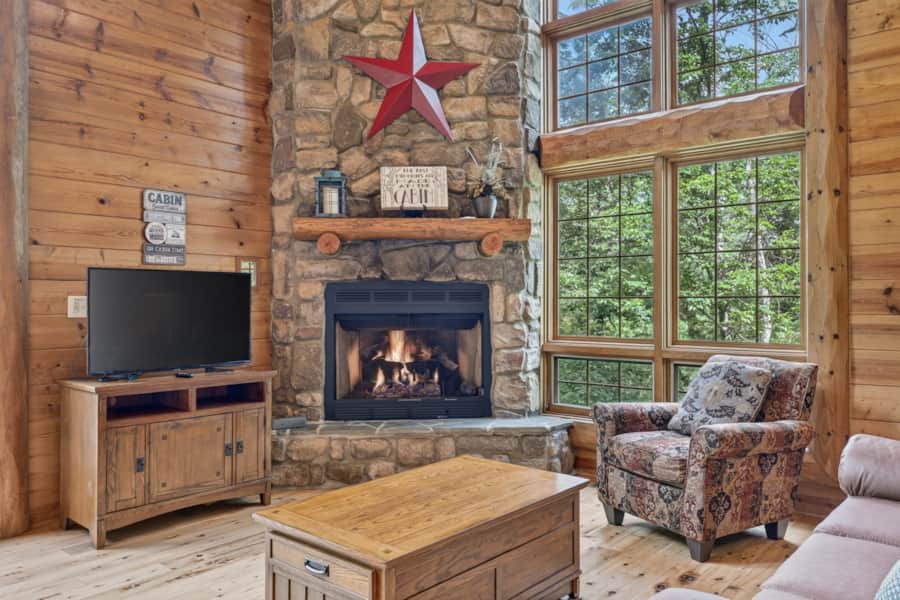 Gas fireplace and TV