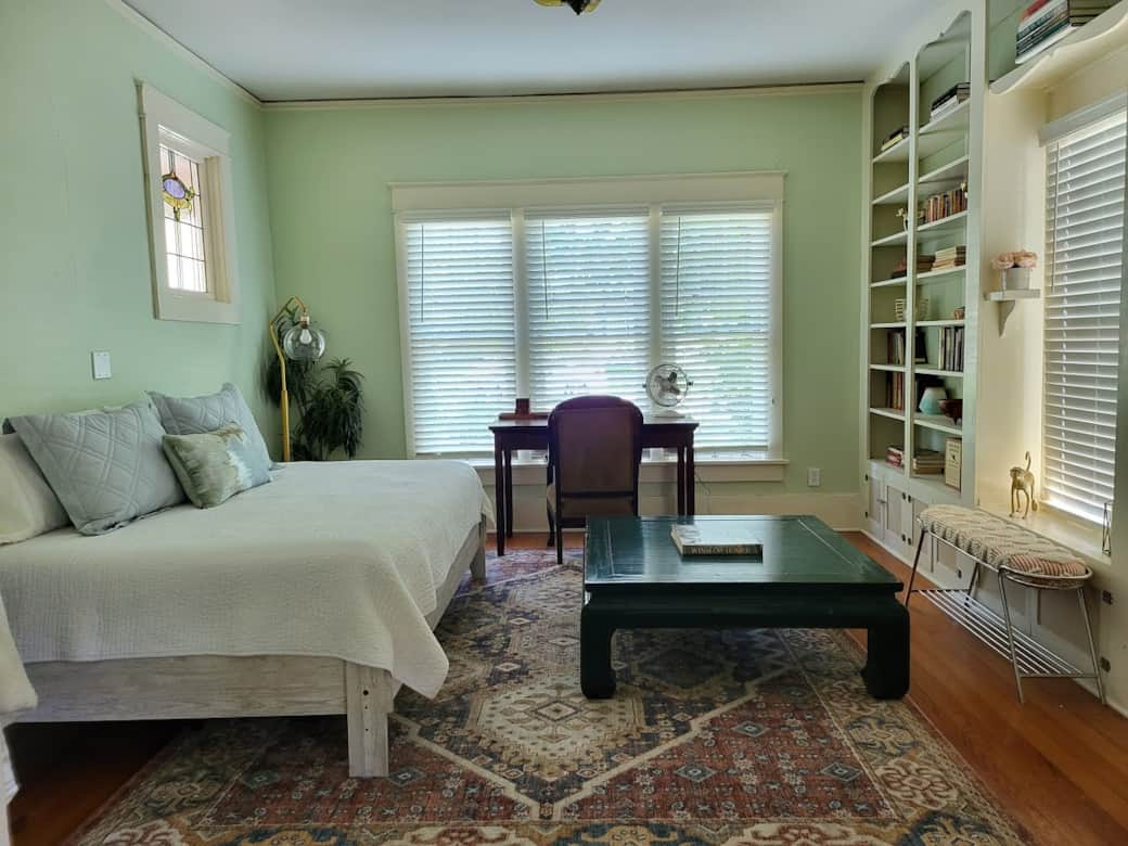 The Library. Full size daybed and desk for a quiet workspace. The heart of the home.