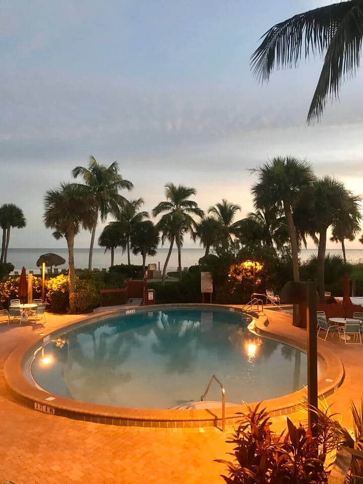 Pool and Hot Tub at Sunset