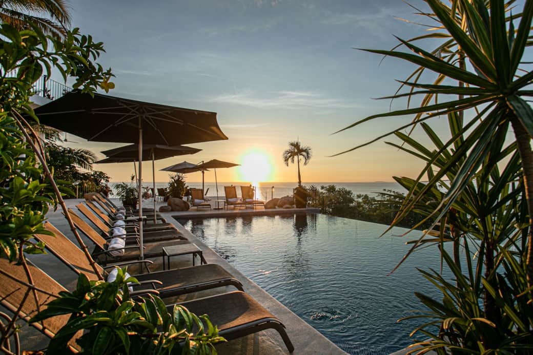 Pool sunset view