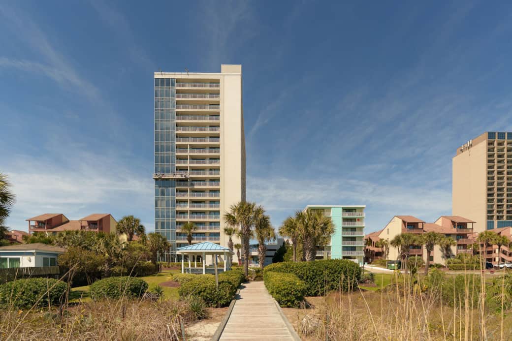 Our building from the beach