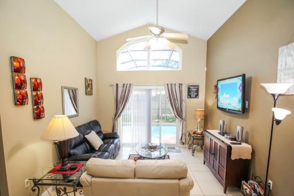 Your sitting room overlooks your private pool