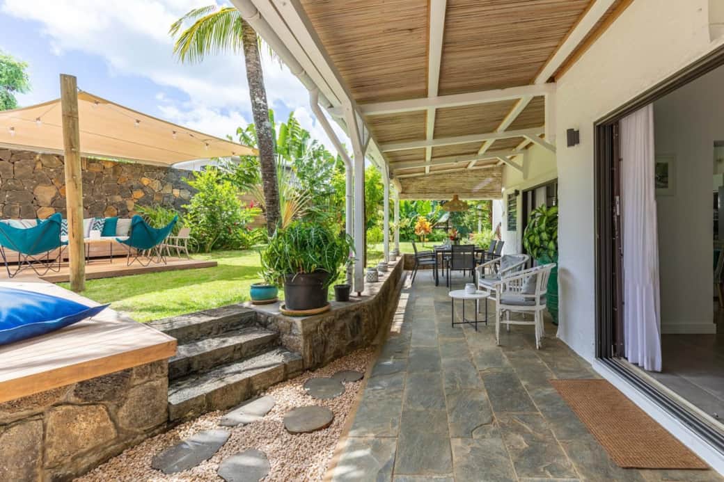 Villa terrace with dining table