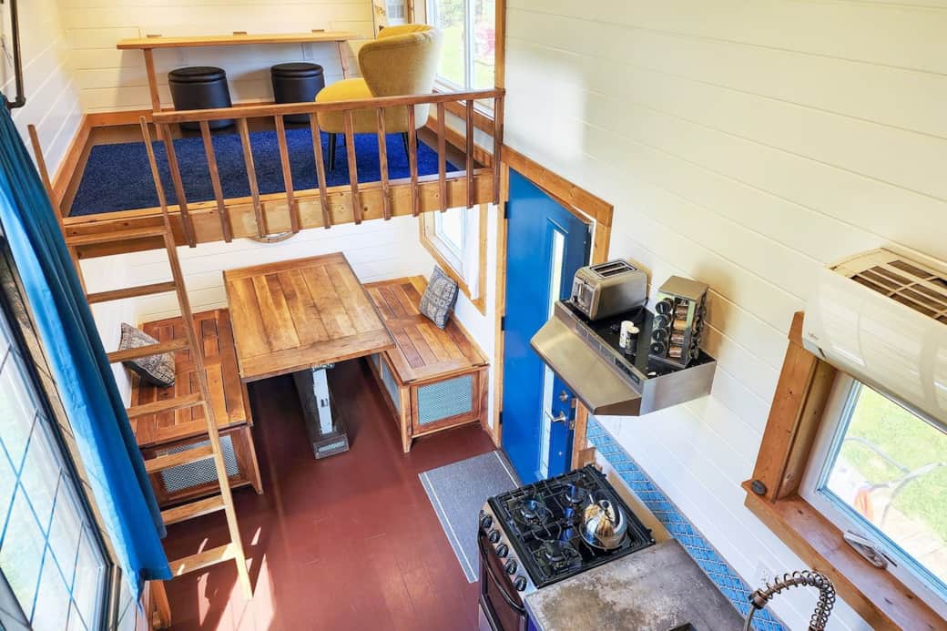 bird's eye of kitchen and eating area