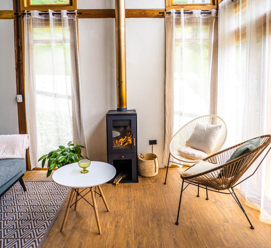 Living room with fireplace