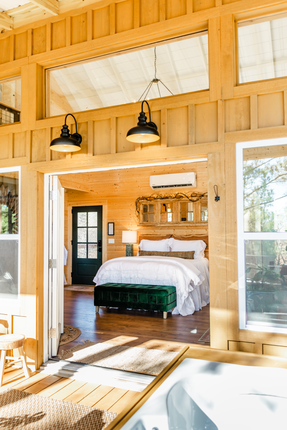 The bedroom opens up directly to the main deck
