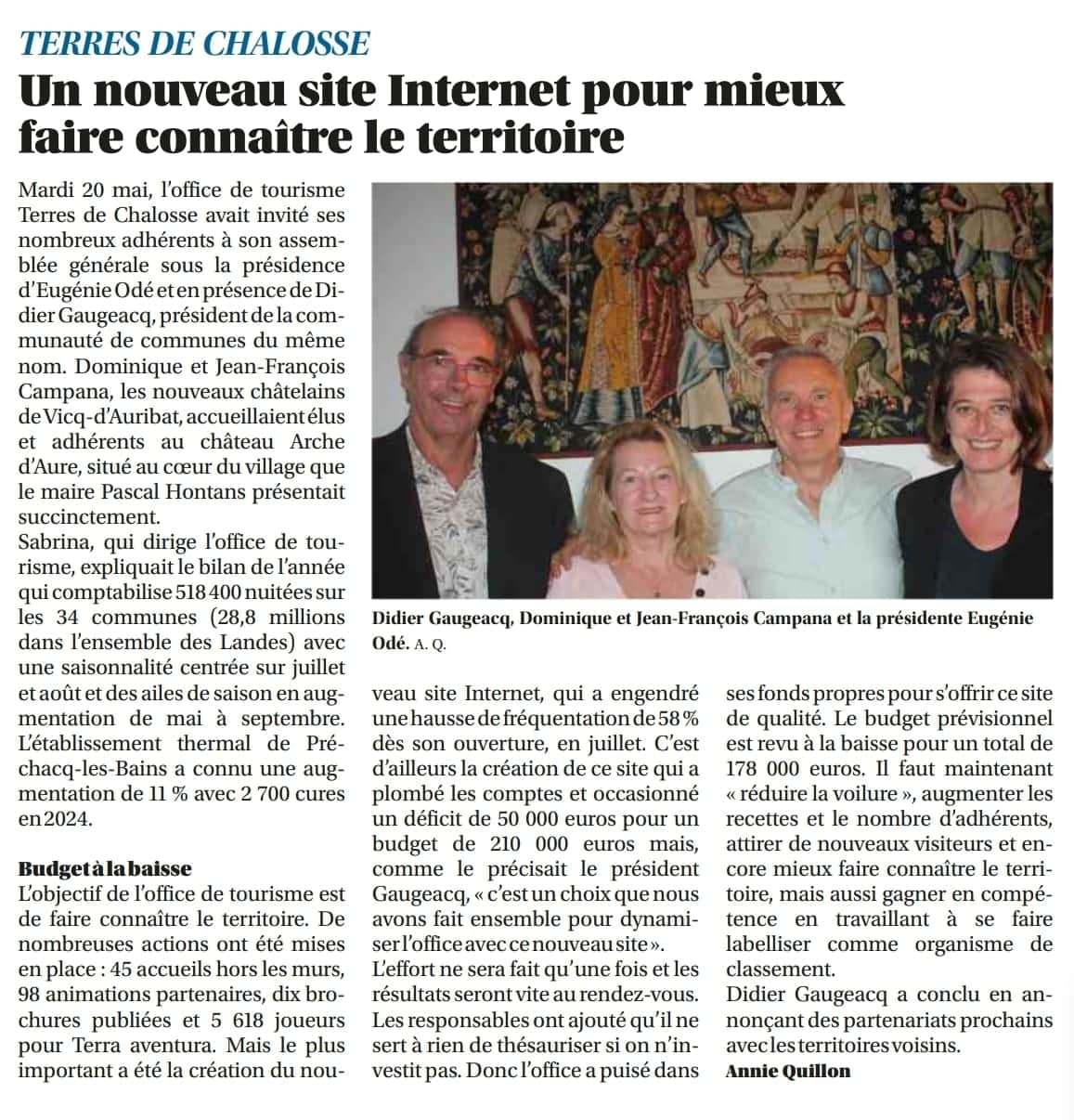Article Journal SUD OUEST Office du Tourisme Monfort-en-Chalosse
