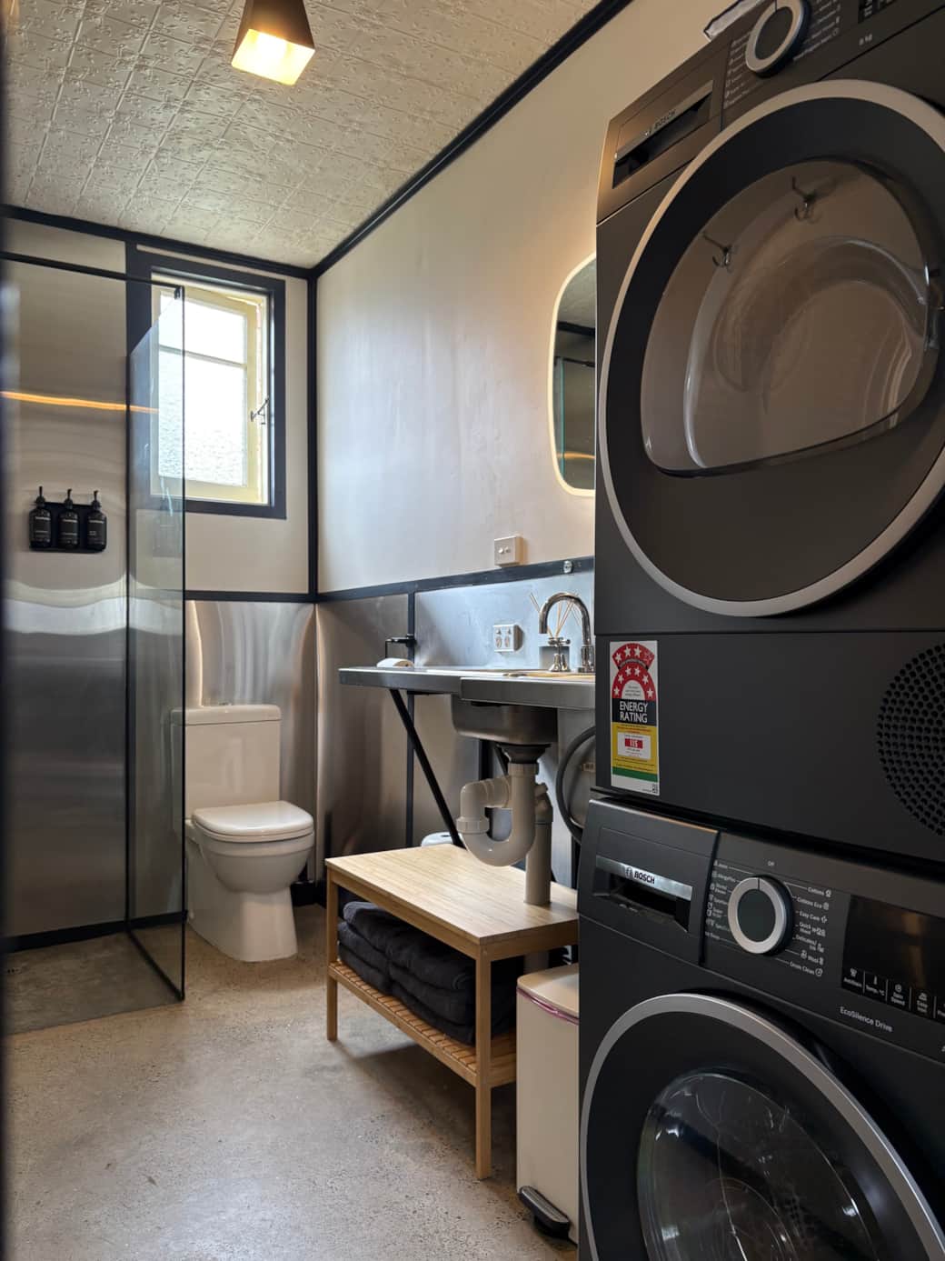 Washer and dryer for longer stays or family convenience.