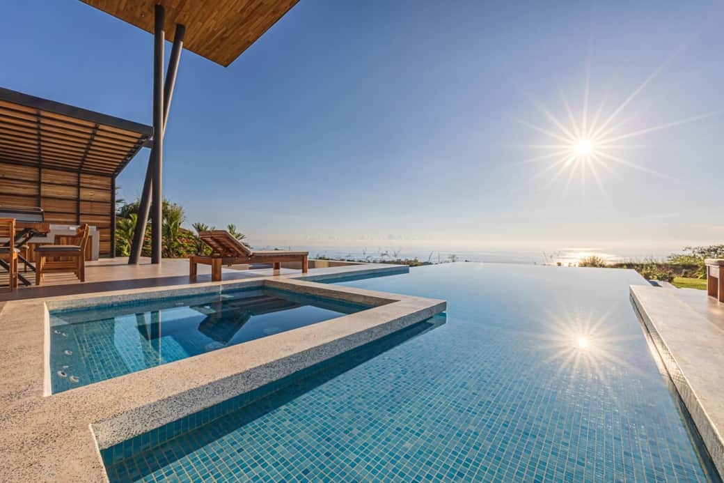 Pool with heated hot tub 
