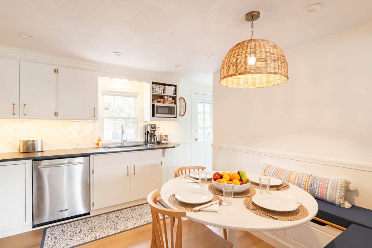 Eat in kitchen with banquet seating for family dinner