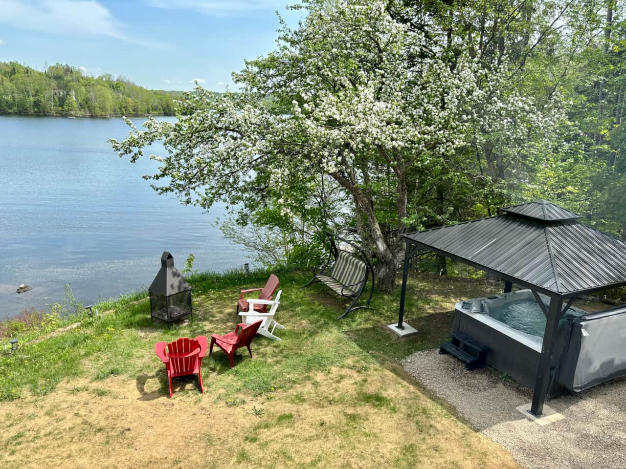 view from deck spa and fire pit