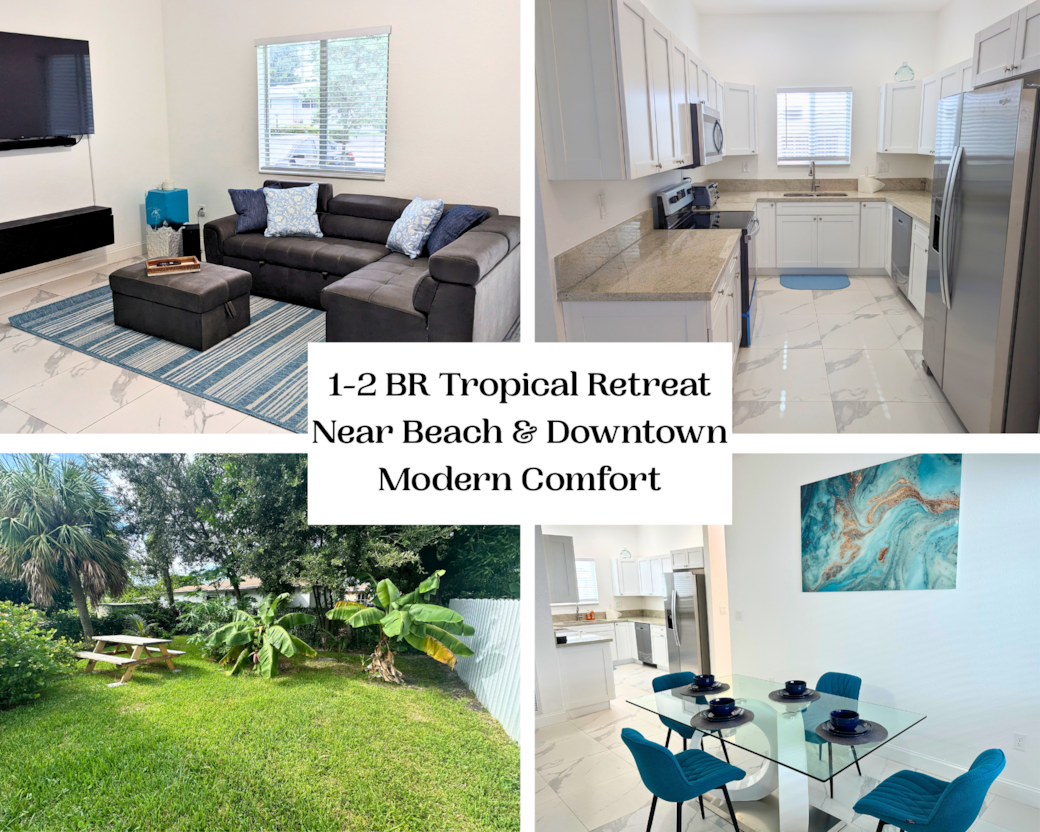 Modern tropical retreat near beach, downtown & airport.