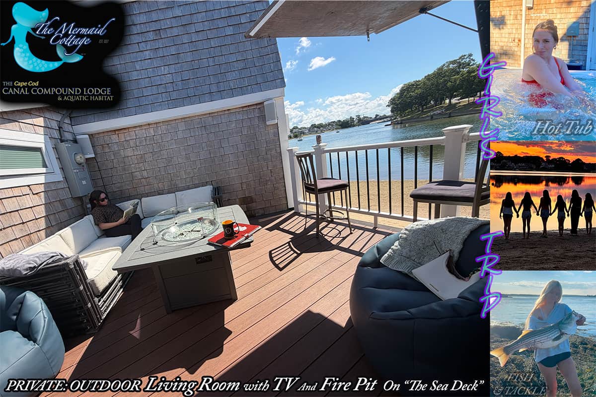 Private Outdoor Living Room w/ TV & Fire Pit on "The Sea Deck" - Hot Tub - Fish&Tackle - Girls Trip