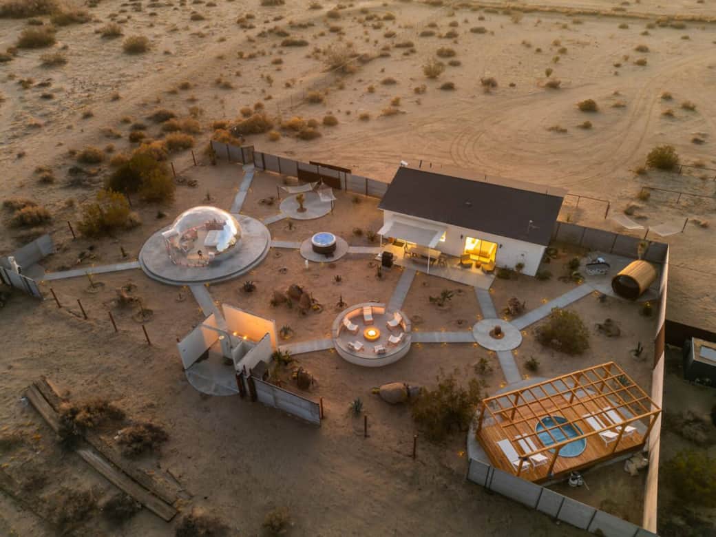Aerial of Quail Wash Retreat Nestled in a Quiet Area of the Desert on 25 Acrers
