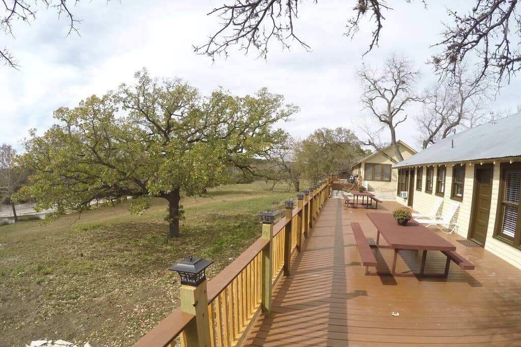 The decks behind the cabins