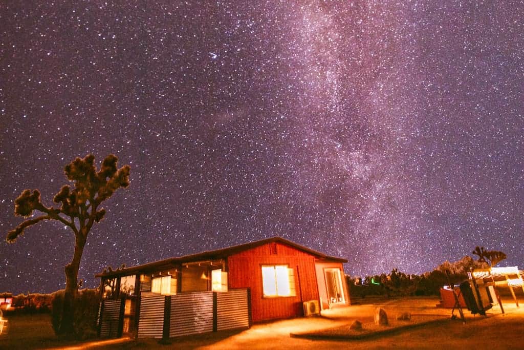 Milky way in the sky above Cryptic Cabin