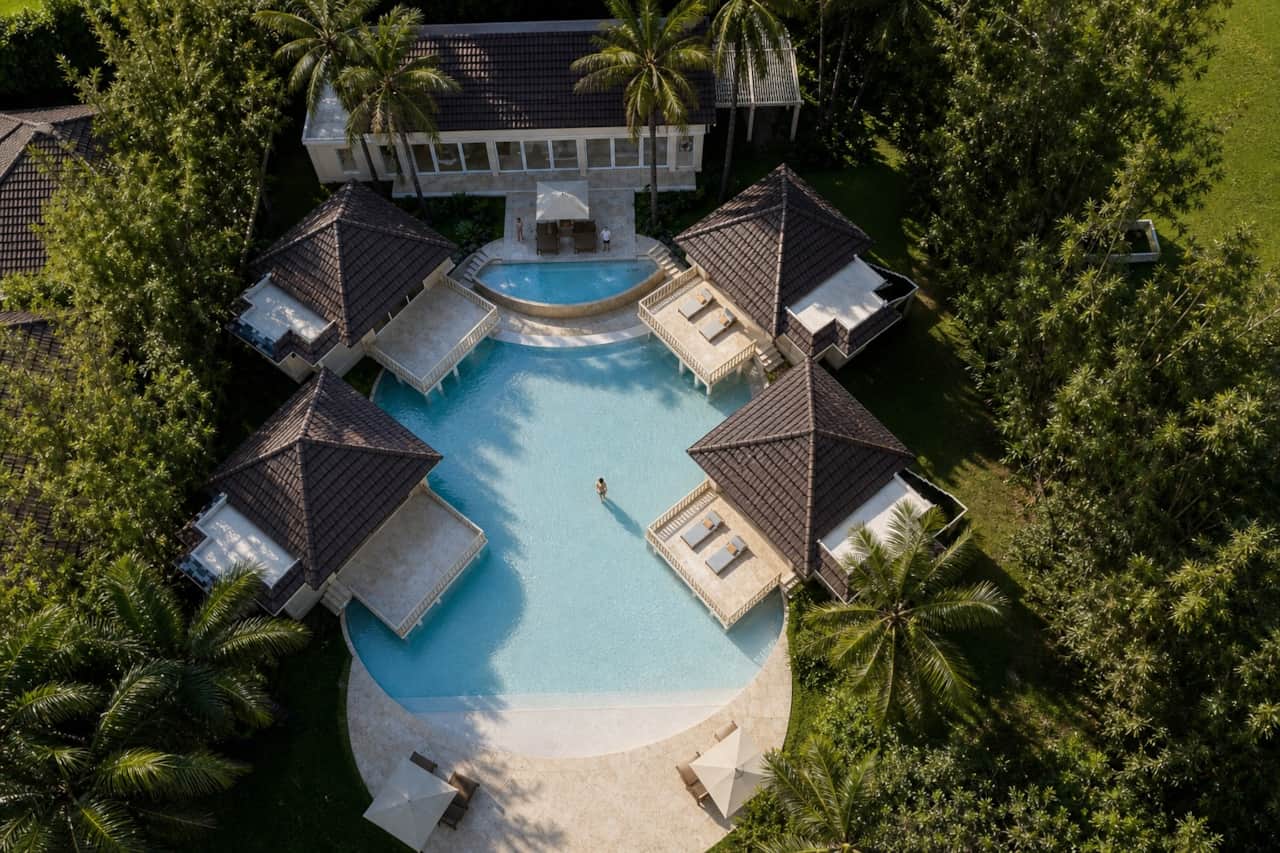 Miara Oasis pool complex from above, Casa de Campo