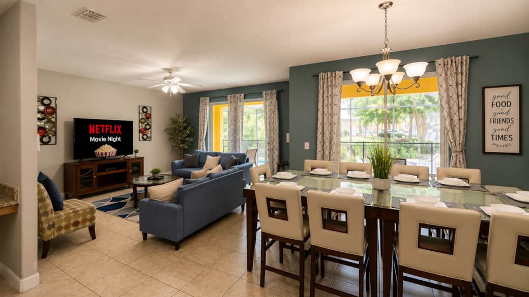 Living room and Dining full view