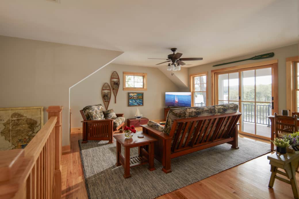 2nd Floor Family Room with Access to Upper Deck and a Desk with a View