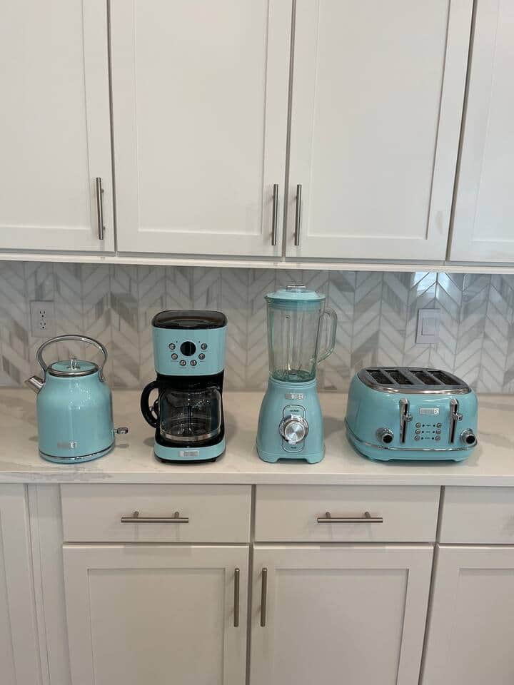 Lots of colorful small appliances at Blue Water Paradise!